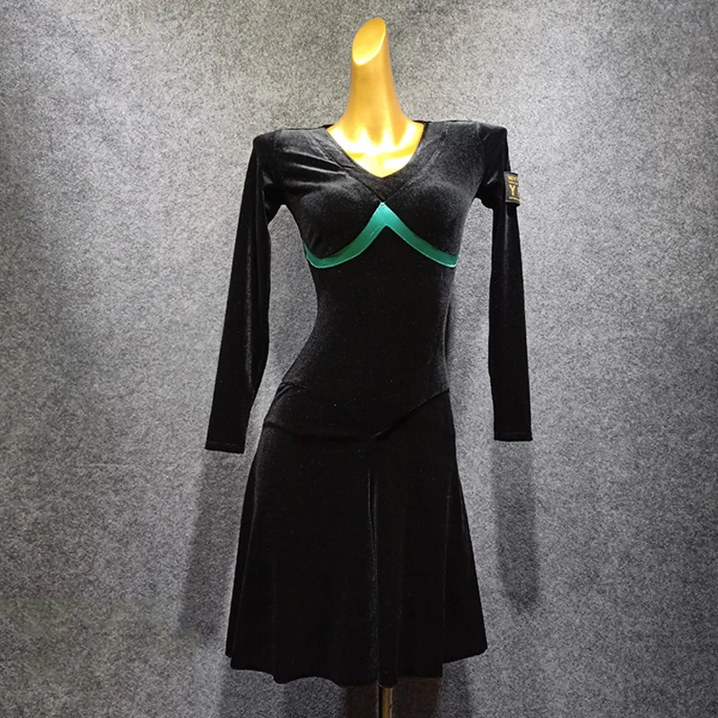 Женское бархатное танцевальное платье танцевальная юбка Осень-зима латинское