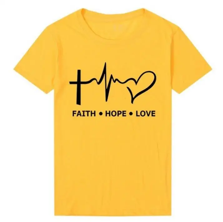 Женская футболка с надписью Faith Hope Love летняя хлопковая коротким рукавом Jesus Believe