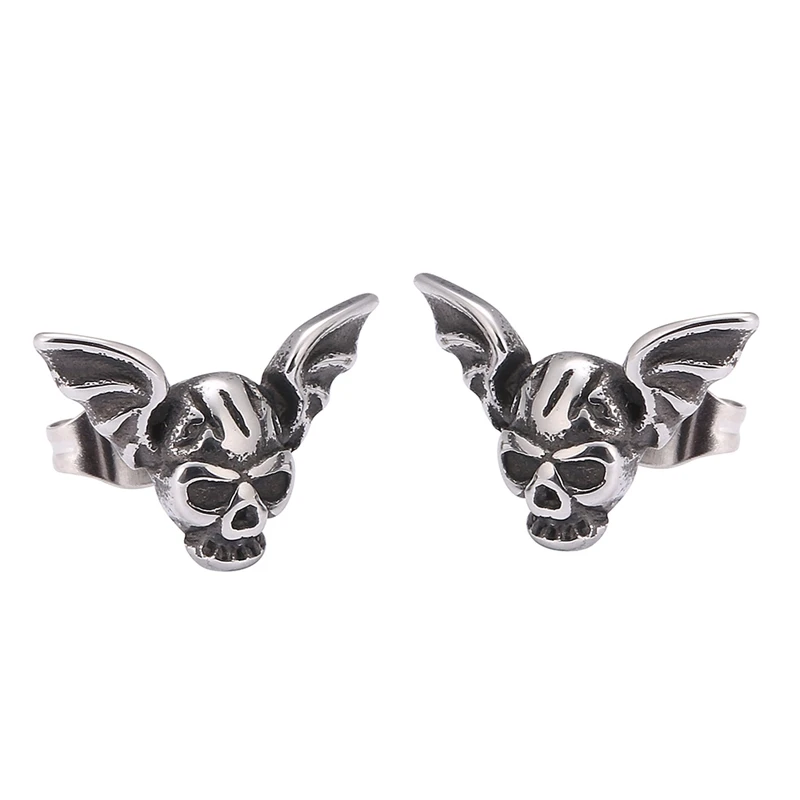 

Unisex Punk Jewelry Skull Earrings Ear Plugs Stainless Steel Rock Hiphop Style Men Women Pierced Stud Earring Accessories PD0681