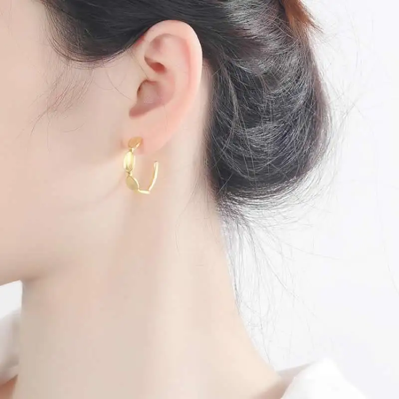 

New Arrival S925 Silver Earrings Women Hoop Earrings Vintage geometry Hoop Earrings