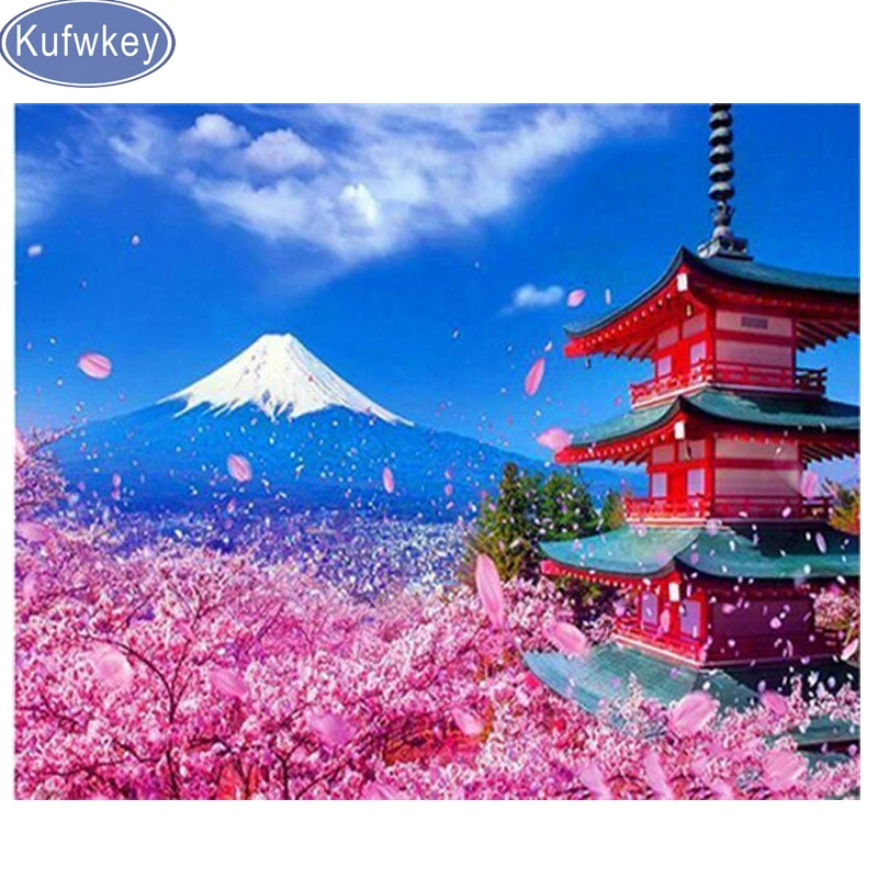 Алмазная 5D живопись сделай сам японская пружина храма мозаичная вышивка