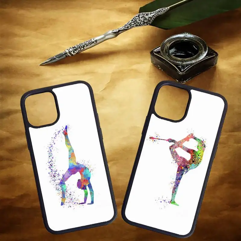 

Gymnastics water color painting Phone Case PC for iPhone 11 12 pro XS MAX 8 7 6 6S Plus X 5S SE 2020 XR