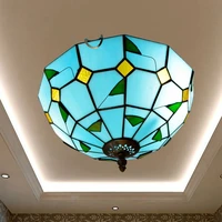 mediterranean vintage tiffany colored glass corridor balcony lobby bedroom balcony ceiling lamp 30cm
