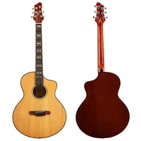 electric acoustic guitar 41 inch natural color solid wood spruce top 6 string folk guitar with quare shell inlay fingerboard