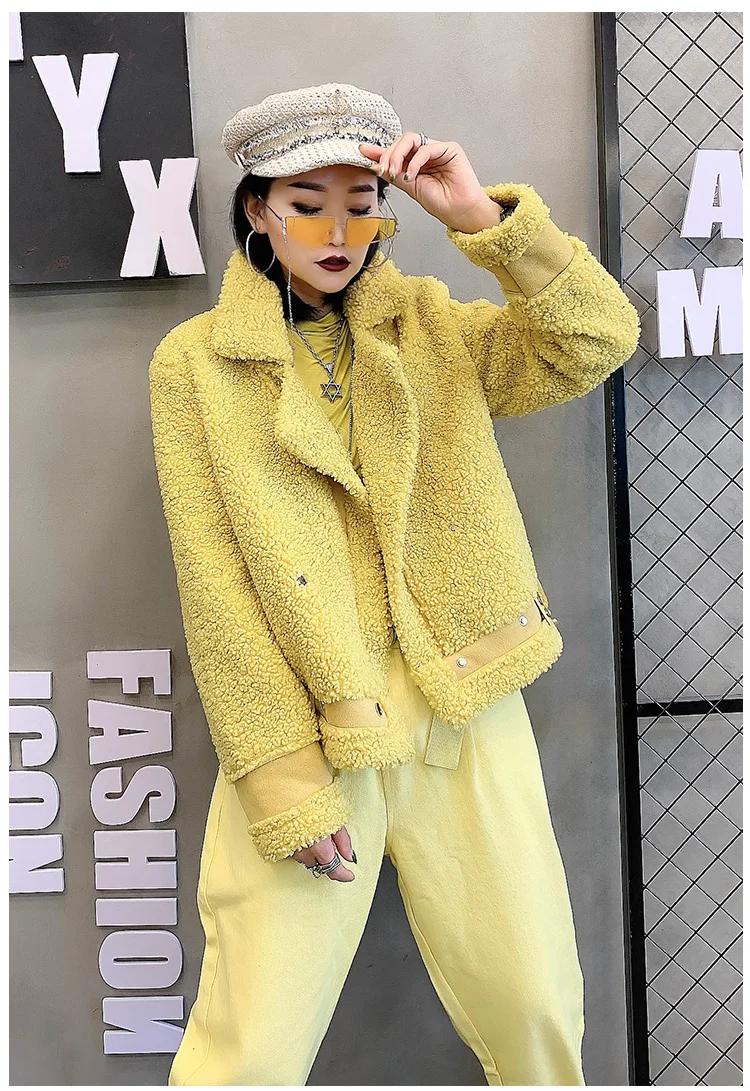 Noble Sheepskin Wool Fur Blends Coats for Women Winter Fashion Wool Fur Coat Female Warm Outwear Sheep Shearing lady Fur Jacket