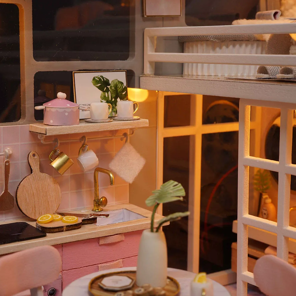 

Early Education Toys Fun Learning Toys For Children 3D Wooden Dollhouse Teenage Style DIY Miniature Model Christmas Toys W927(4)