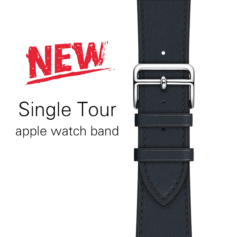 Kebitt, натуральная кожа, для мужчин и женщин, ремешок для apple watch, серия 5, 4, 3, 2, 1, iwatch, ремешок, 38, 40 мм, 42, 44 мм, ремень, одиночный тур, полосы - Цвет ремешка: Bleu Indigo