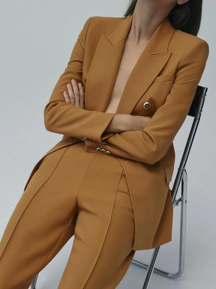 

suit jacket 2021 autumn new female fashion atmosphere loose slim casual long double-breasted suit jacket