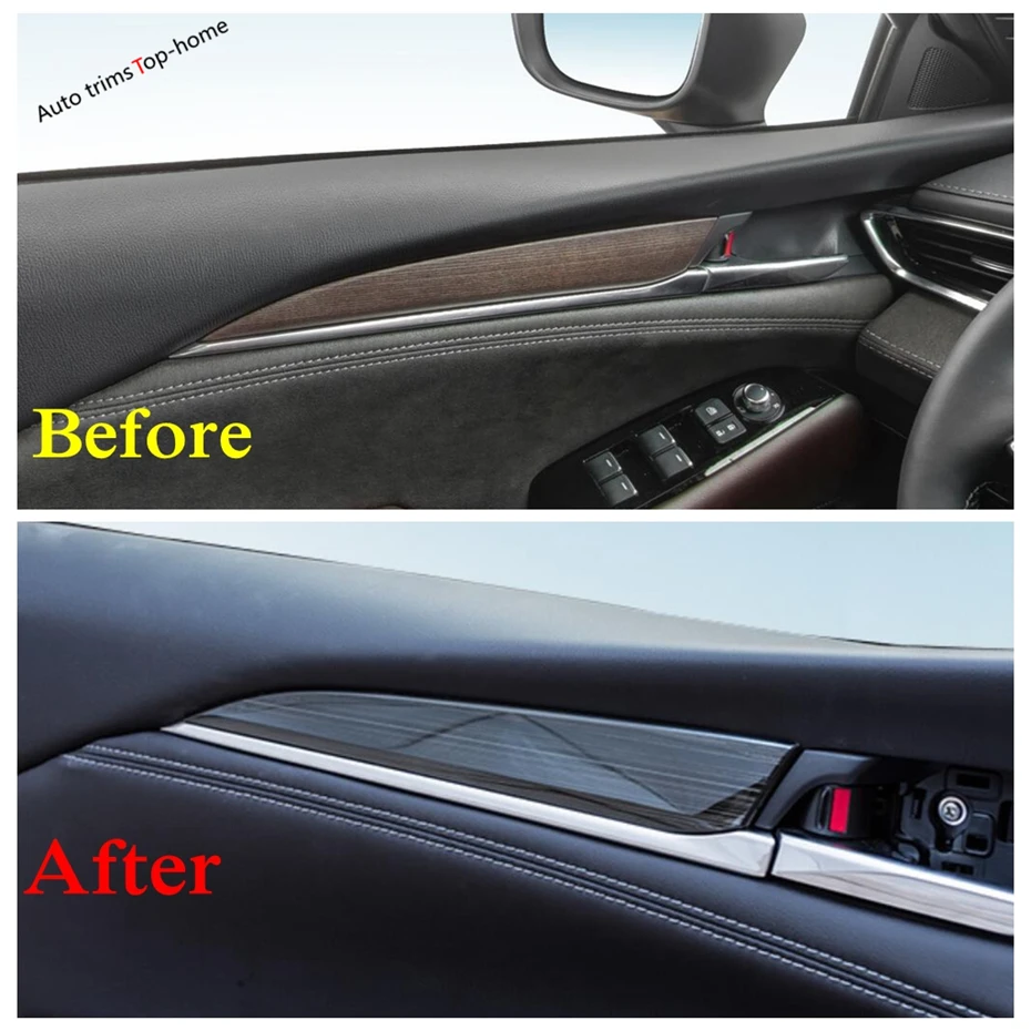 

Yimaautotrims Air AC Vent Outlet / Window Lift Button Panel Cover Trim Black Brushed Stainless Steel Kit For Mazda 6 2019 2020