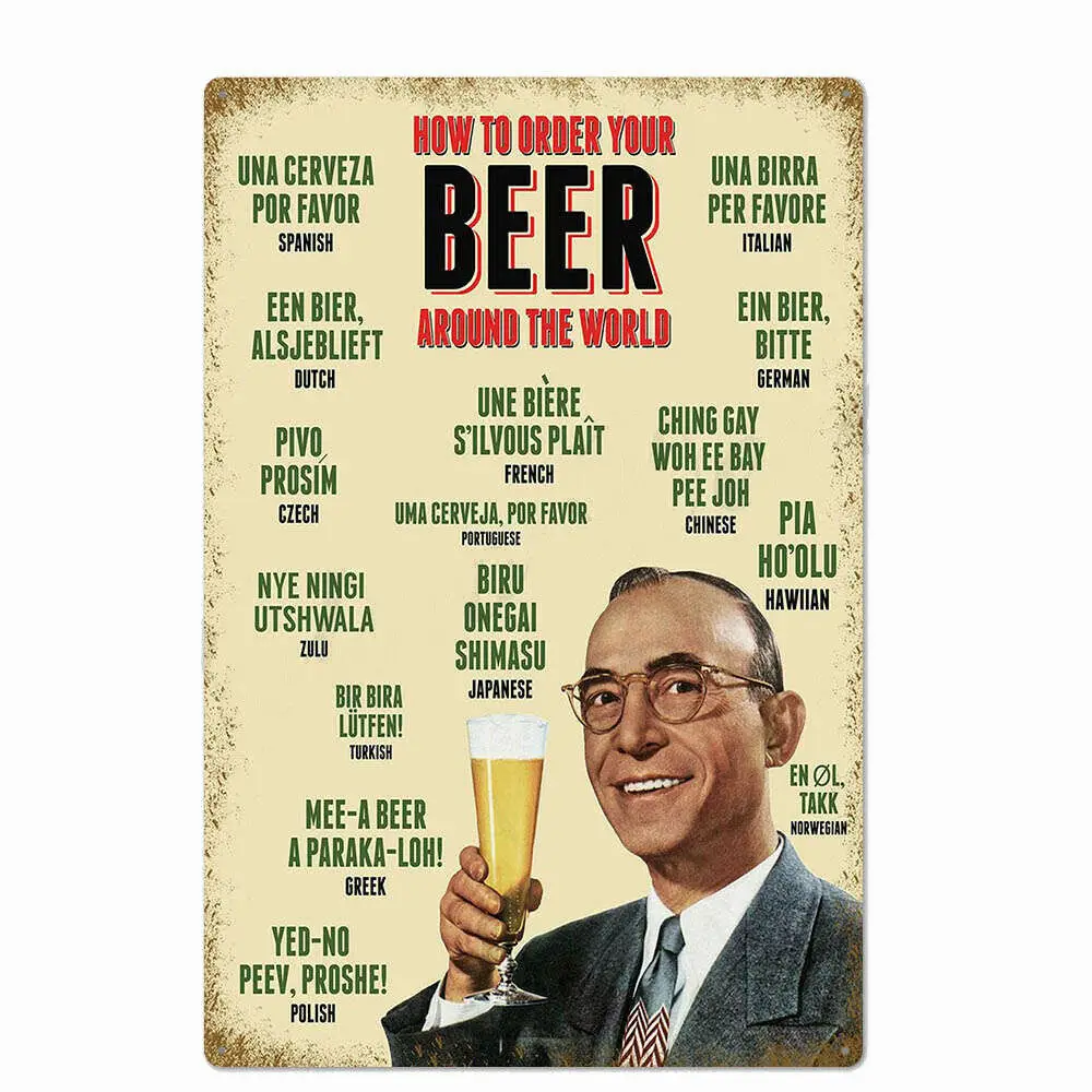 

Metal Tin Sign how to order your beer Bar Pub Home Vintage Retro Poster