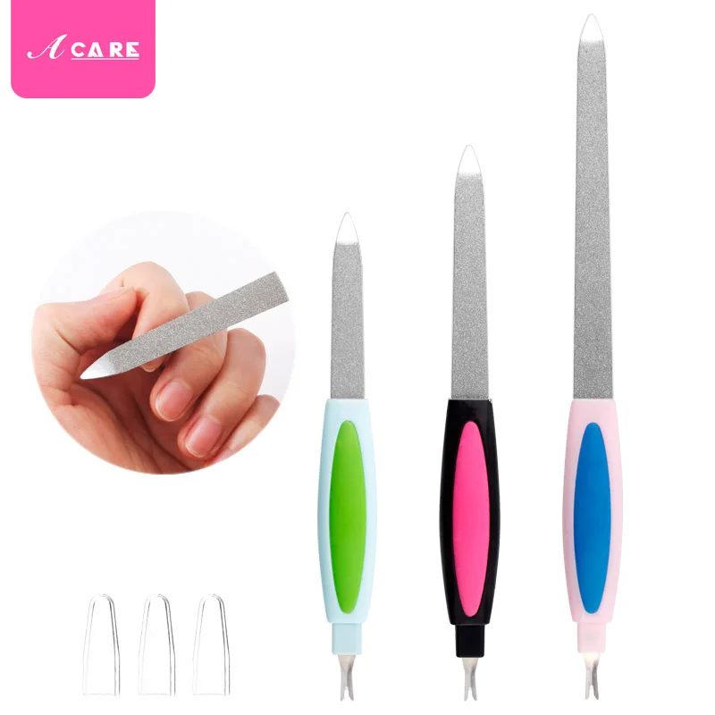 ACARE 2pcs Новый Пильник для ногтей из нержавеющей стали. Профессиональные инструменты для удаления кутикулы и мертвой кожи с обеих сторон.