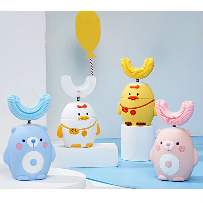 

360 Degrees Smart Automatic Sonic U Shape Electronic Toothbrush USB Rechargeable XaoMi Kids Cartoon Pattern 5 Mode Blu-ray Clean