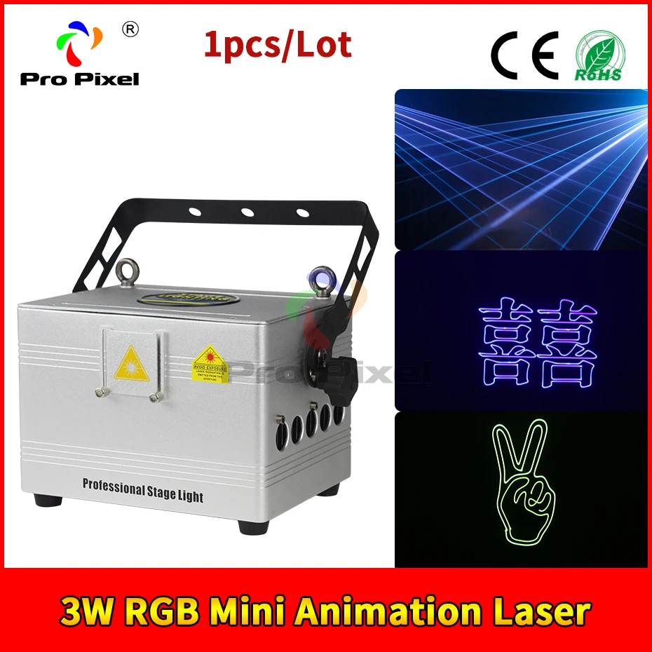 1 шт. 3 Вт RGB анимационный лазерный сценический свет программируемый проектор