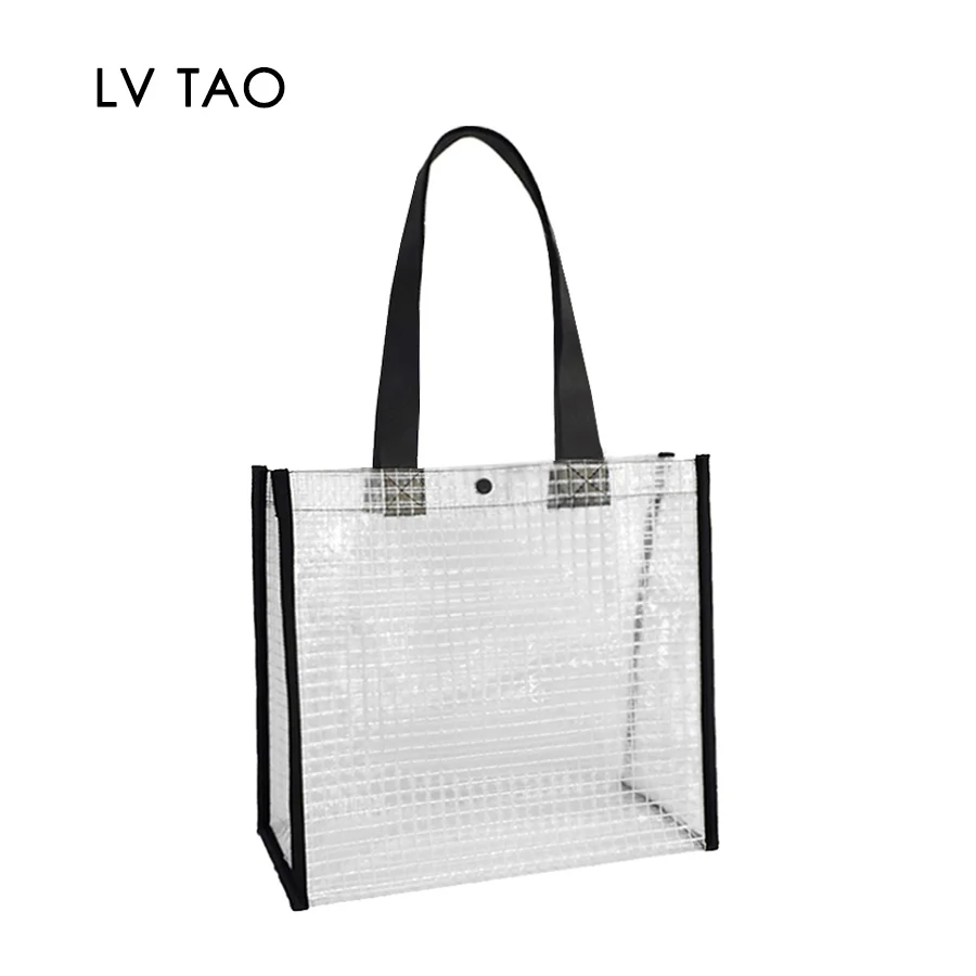 

PVC Mesh Transparent Tote Bag Waterproof Travel Beach Bag Vinyl Jelly Shoulder Tote Bag for Vacation,School,Shopping