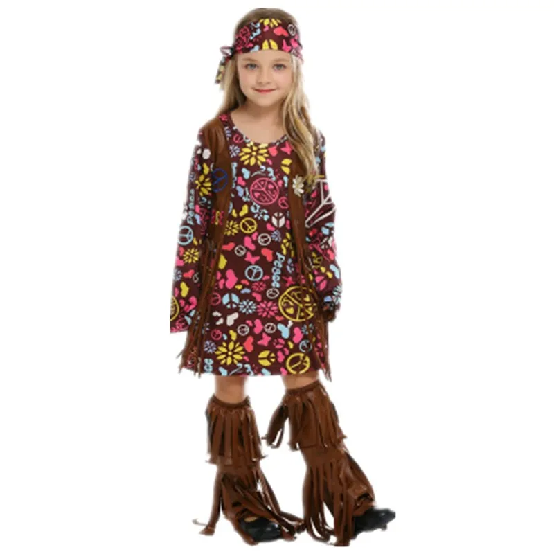 Детский костюм для косплея в стиле хиппи на Хэллоуин|Костюмы девочек| |
