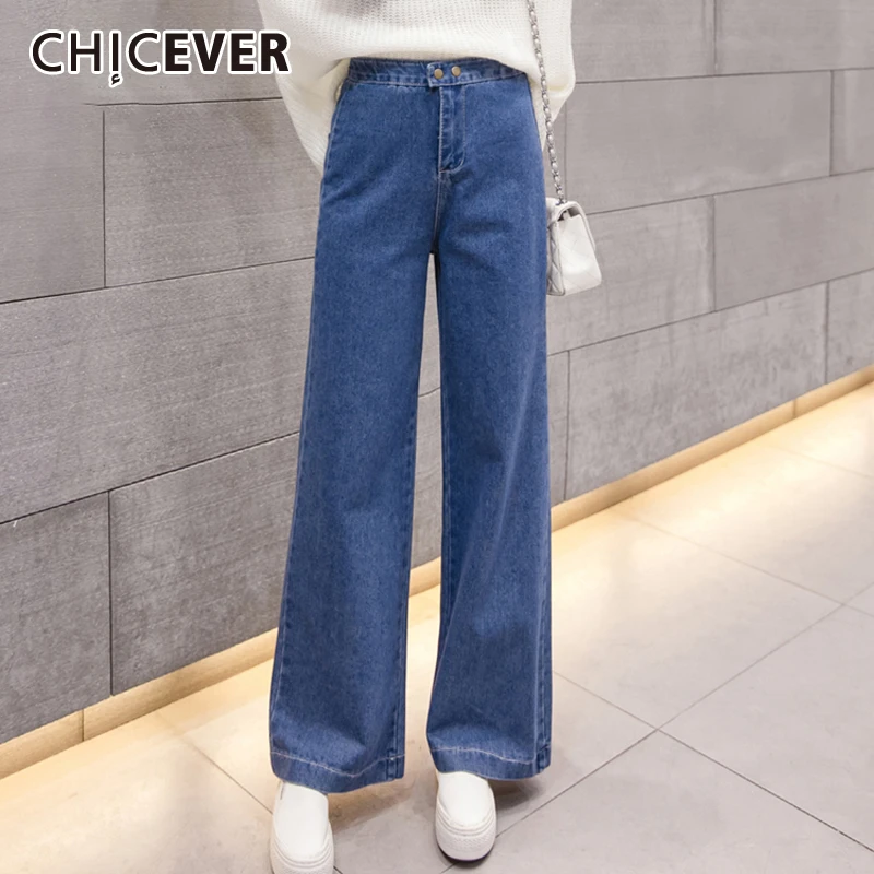 CHICEVER корейские повседневные джинсы для женщин с высокой талией и карманами