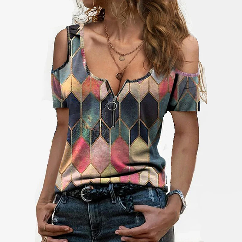 

Women's Summer T-shirts With Short Sleeves Ladies Tops 2021 Blouses And Shirts New Sexy Elegant Woman Top Oversize Blusas Mujer
