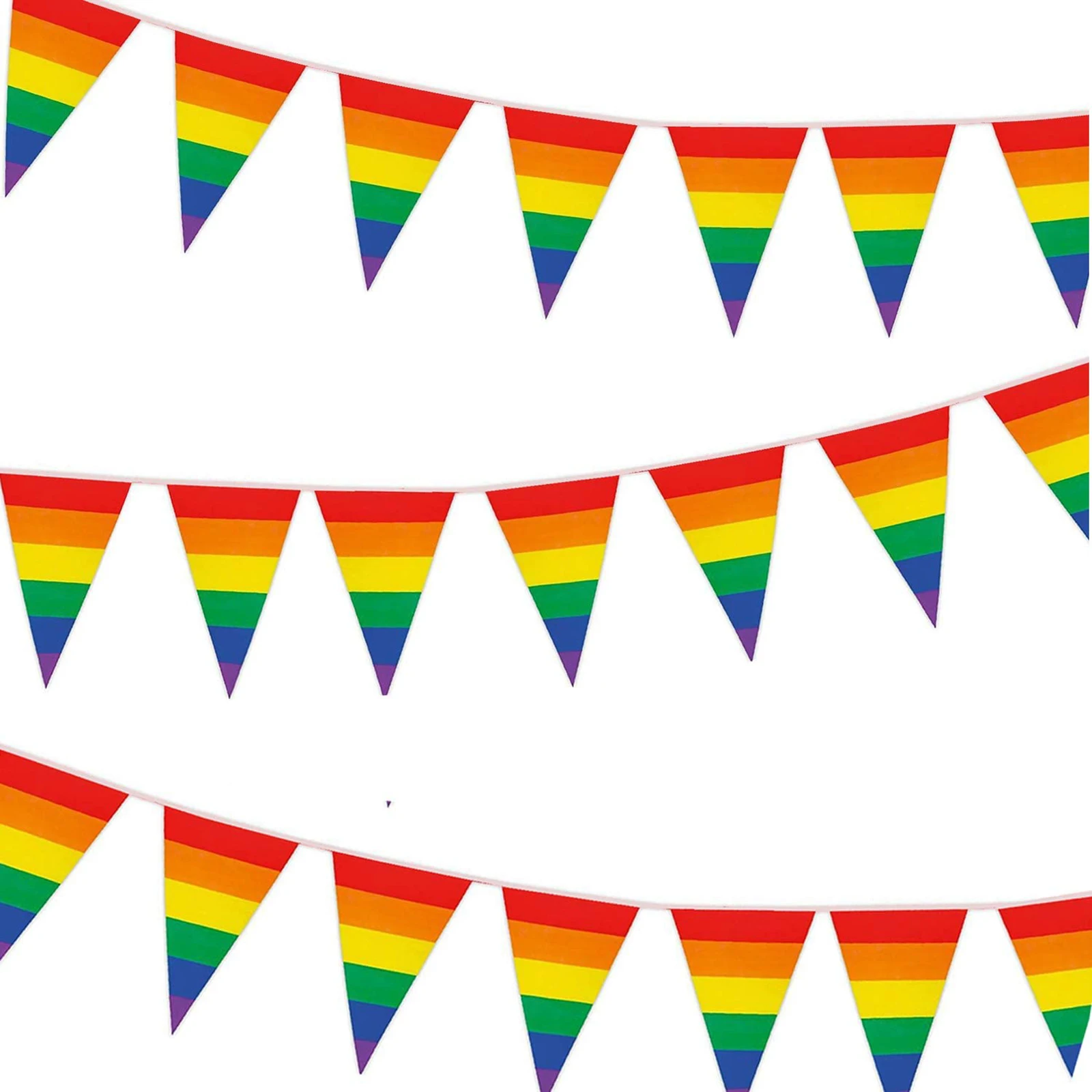 

Rainbow Pennant Banner Colorful Stripes String Flags Decoration Garden Restaurant Courtyard Party Supplies Mexican Outdoor Decor