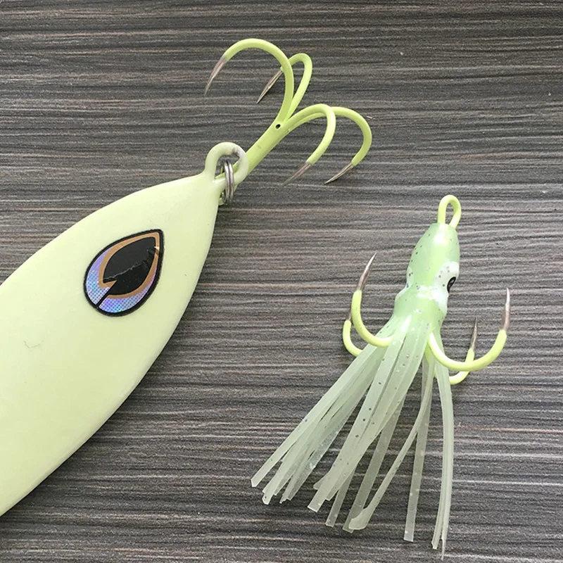 

25pcs #16 #18 High Carbon Steel Luminous Quadruple Fishhook Squid Octopus Barbless Hook Saltwater Fishing Lure Jigs Assist Hook