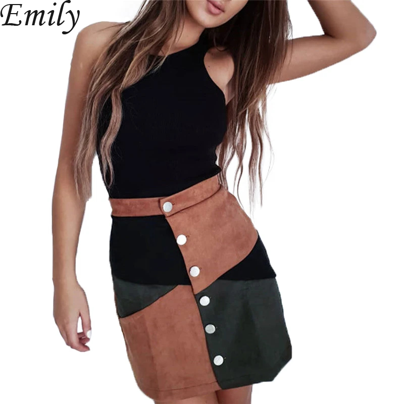 Юбка женская трапециевидная с завышенной талией на пуговицах мини юбка