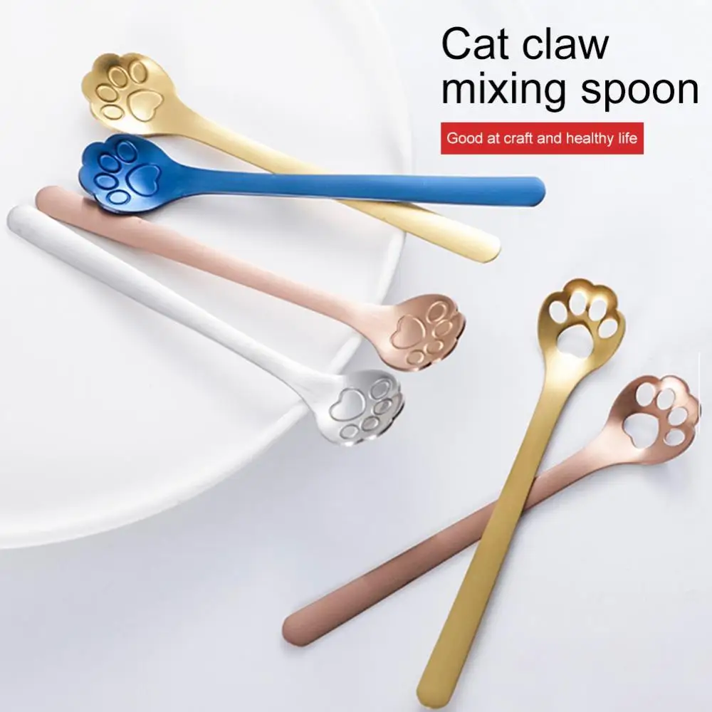 Cute Animal Paw Claw Stainless Steel Coffee Drink Dessert Kitchen Mixing Spoon