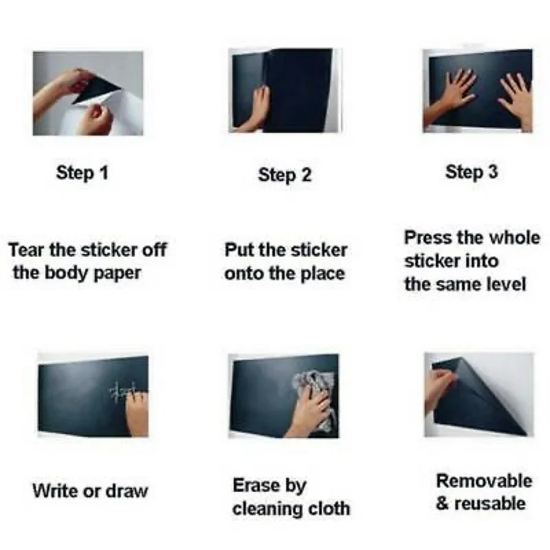 45x100cm Chalkboard Wall Stickers for Kids Room Play Erasable Black Board Decals Self-adhesive removable PET |