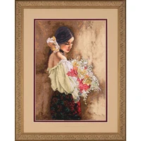 higher quality 2020 top quality lovely hot sell counted cross stitch kit woman with bouquet lady girl flower flowers dim 35274