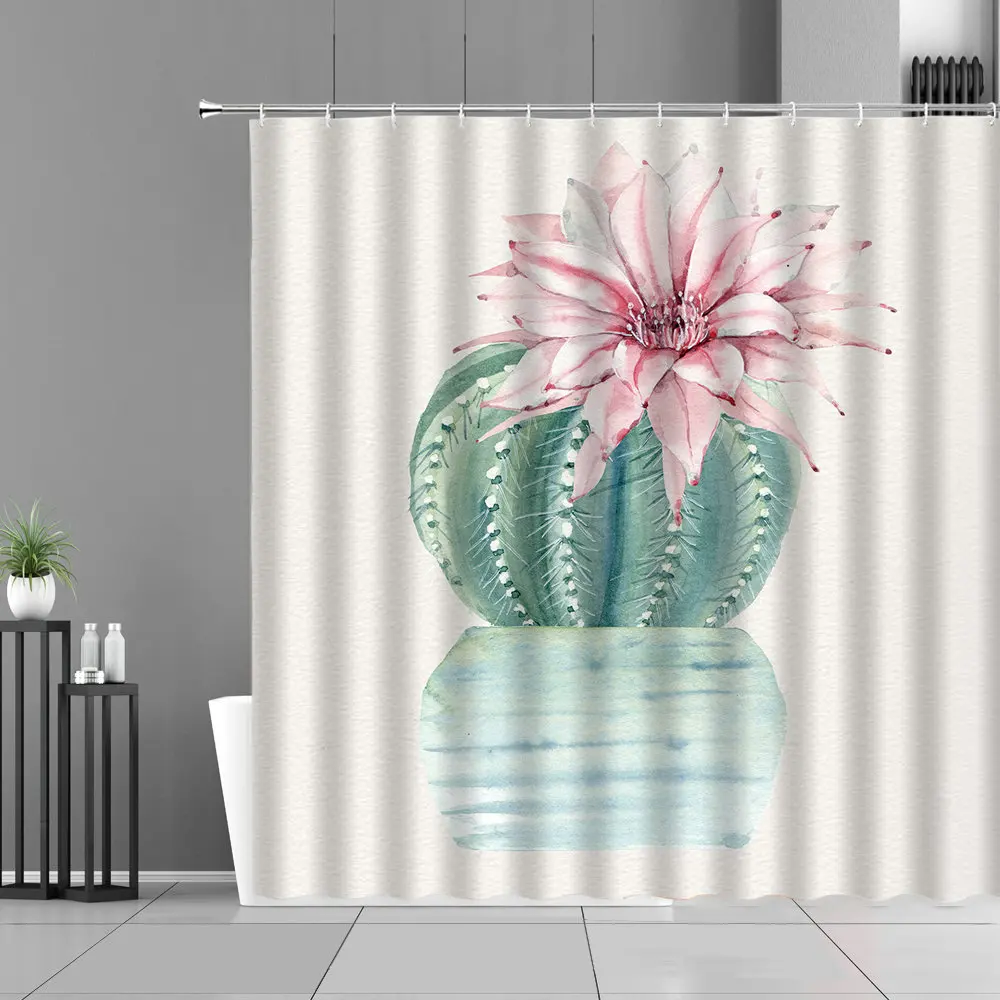 

Тропические растения кактус цветочный душ Шторы зеленый Cactuss принт Водонепроницаемый Ванная комната Шторы s домашний декор для ванной Экра...