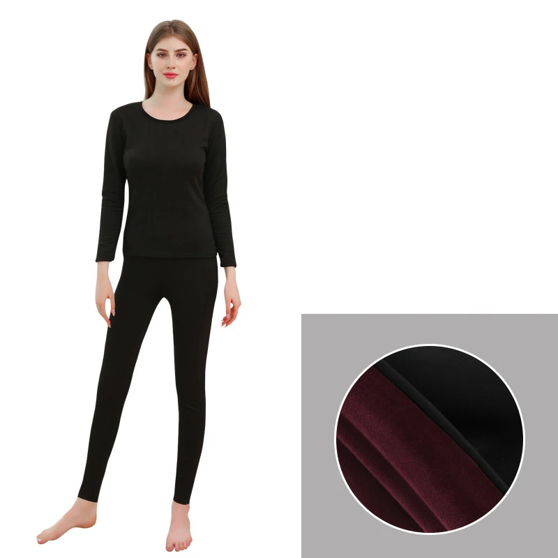 Lady black 2 шт./компл. Long Johns Для мужчин зимняя женская обувь Термальность костюм мужской женский теплый Термальность нижнее белье Костюмы длинное нижнее белье зимнюю детскую одежду для сна - Цвет: Lady black