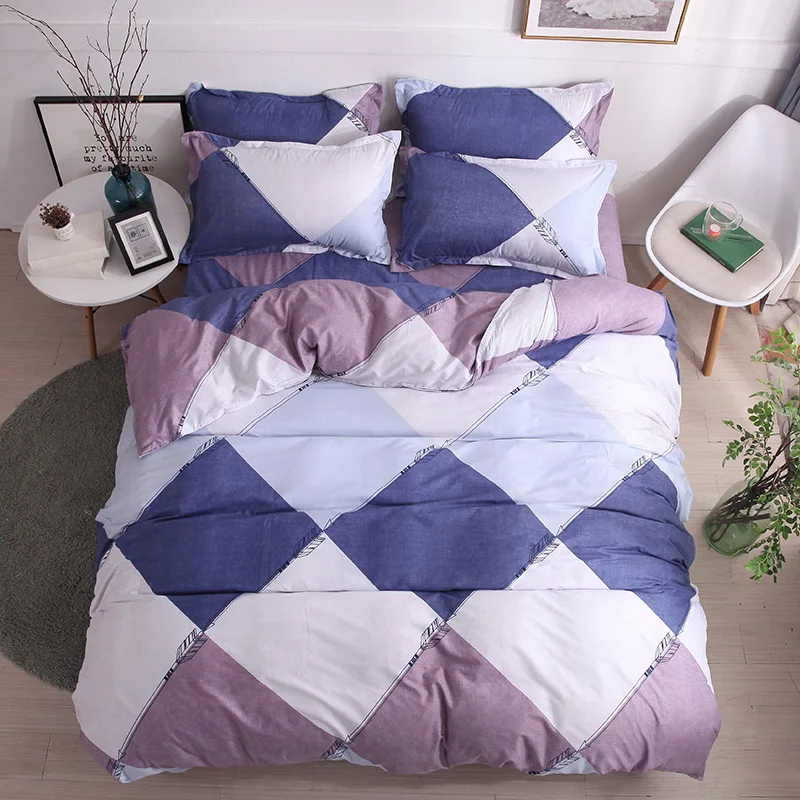 

Home bedding set NEW pink&grey leaf bed linen 3 or 4pc/set duvet cover set blue bird bed set stripe bedclothes flower bed sheets