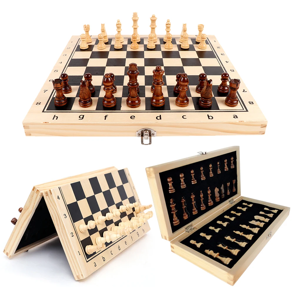 Большая магнитная деревянная шахматная доска для детей и взрослых Набор пазлов