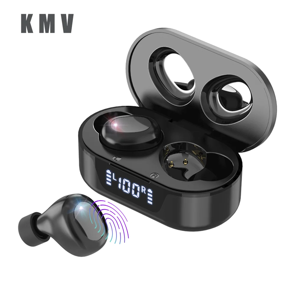 

KMV Bluetooth 5,0 наушники, Беспроводной наушники, Bluetooth наушники с сенсорным Управление с Беспроводной зарядный чехол, Apt-X