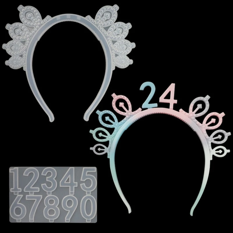 

Digital Numbers Birthday Crown Hair Hoop Epoxy Resin Mold Headdress Headwear Decorations Silicone Mould DIY Crafts Mold