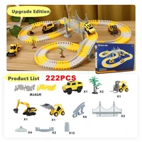 engineering track train car diy boy girl toy engineering vehicletrain slide electric rail cars big size toy 222 pieces upgrated