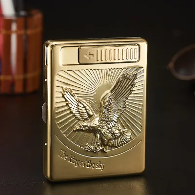 Универсальный чехол для сигарет 20шт с зажигалкой USB зарядка Запасной нагревательный провод 107*80*20 мм - Цвет: No9