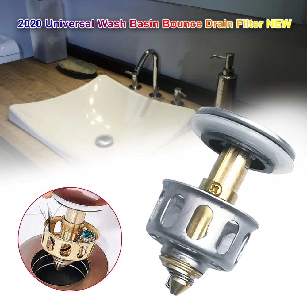 

2 in 1 Shower Floor Sink Drain Vanity Stopper Bathtub Bathroom Accessories Universal Wash Basin Bounce Drain Filter Sink Drain