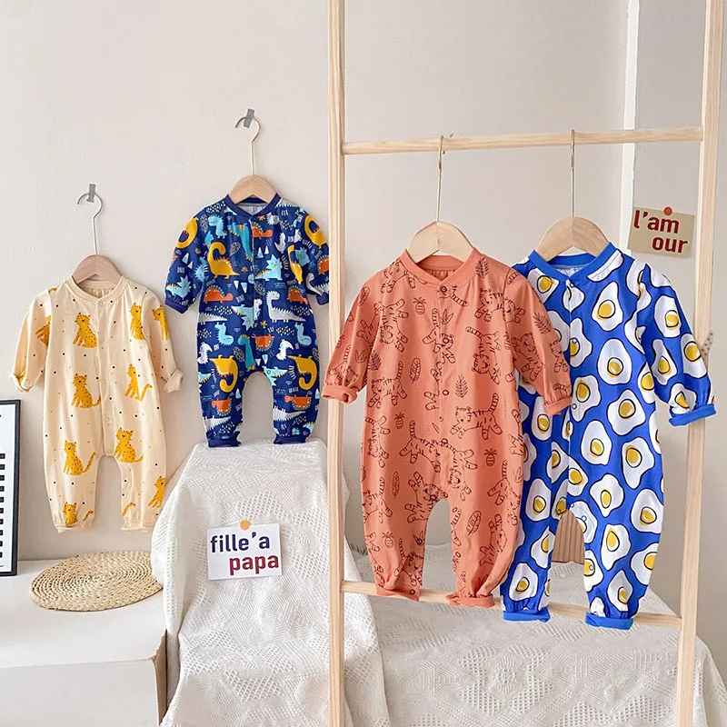 

Spring Baby Rompers Toddler Boys Jumpsuits Animal Print Girls Jumpsuits Infant Outfit