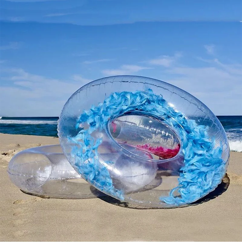 Swim Circle Pool Floating Ring Seat Toys Water Sports Party Inflatable Summer Beach Float Round Feather Swimming New | Спорт и