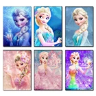 Алмазная 5D картина сделай сам Disney, квадратнаякруглая Принцесса АннаЭльза, вышивка крестиком, мозаика в подарок