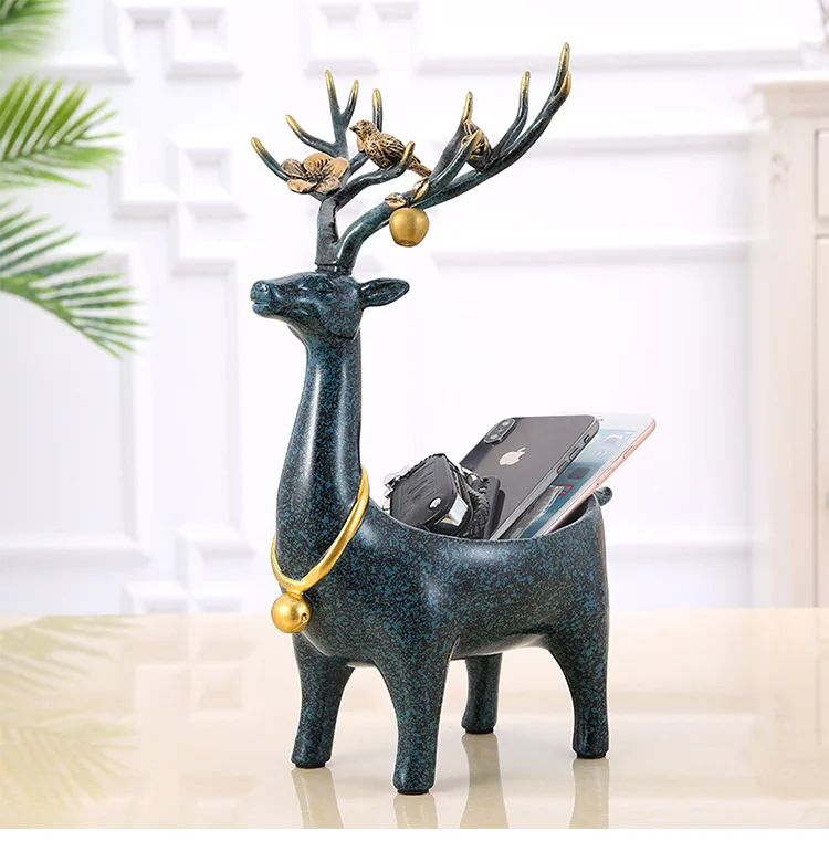 

Resin Creative Home Shoe Cabinet Key Desktop Storage Box European Style Ornaments Living Room Tea Table Porch Elk Decoration