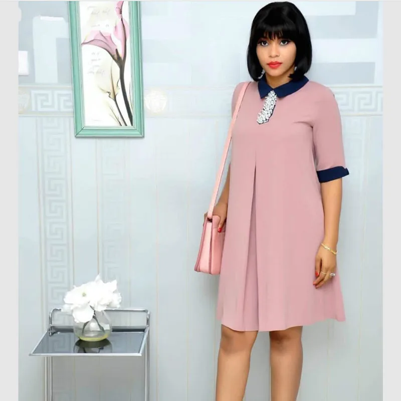 Женское платье в африканском стиле с жемчугом Одежда Женская одежда Розовое