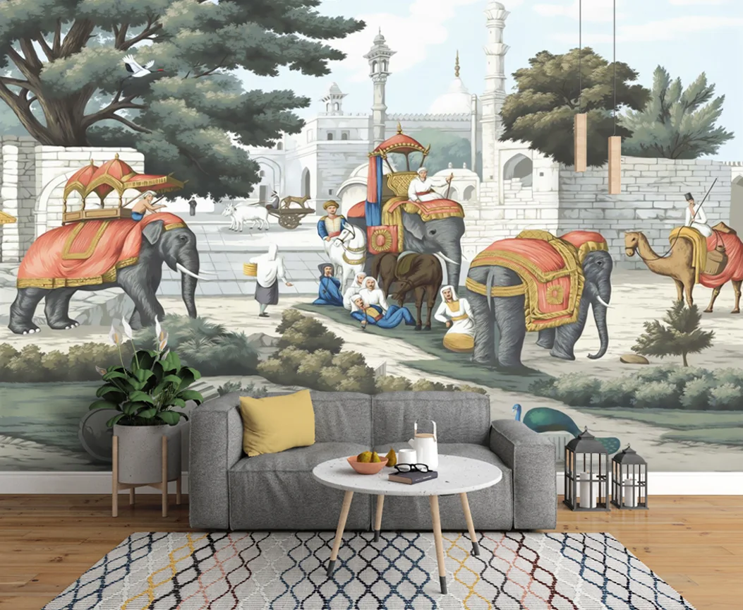 

Custom background wall castle elephant wall bedroom living room background wall painting wallpaper mural 3d wallpaper wall for