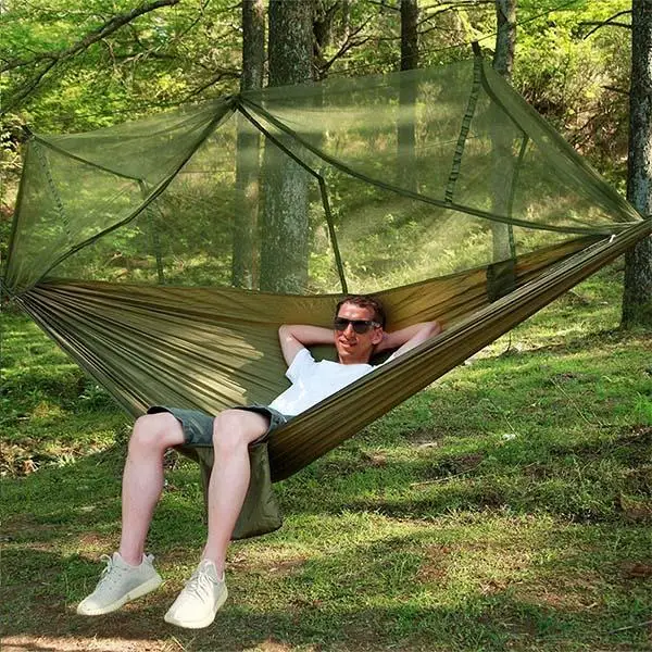 

1-2 Person Portable Outdoor Camping Hammock Set with Mosquito Net High Strength Parachute Fabric Hanging Bed Hunting Sleeping Sw