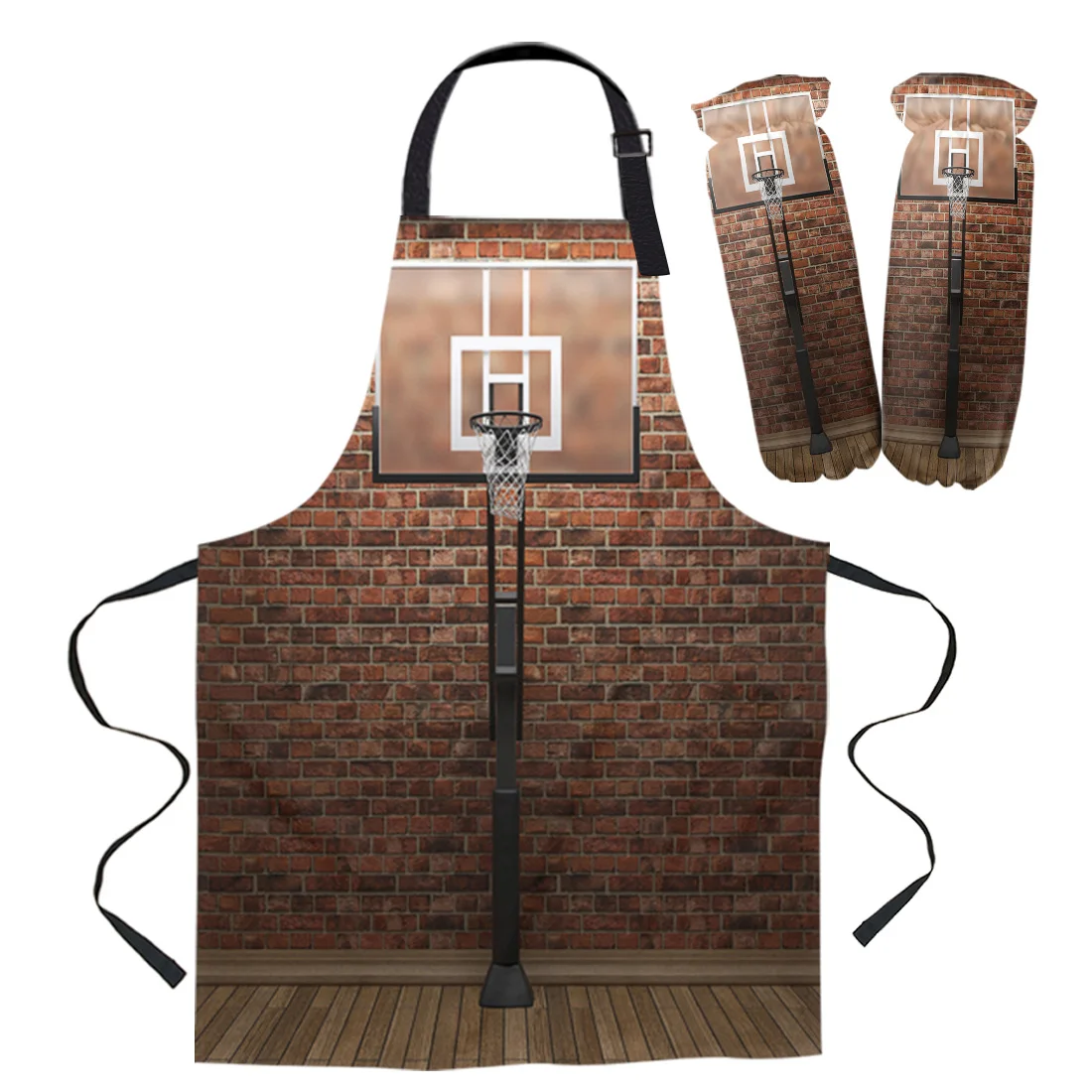 Basketball Basket Brick Wall Kitchen Aprons Chef for Woman Kids Home Decor Apron Suit Gloves Cooking Baking Waist Bib Tool | Дом и сад