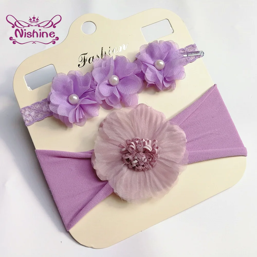 

Однотонная эластичная повязка для волос с цветами, 2 шт./компл.