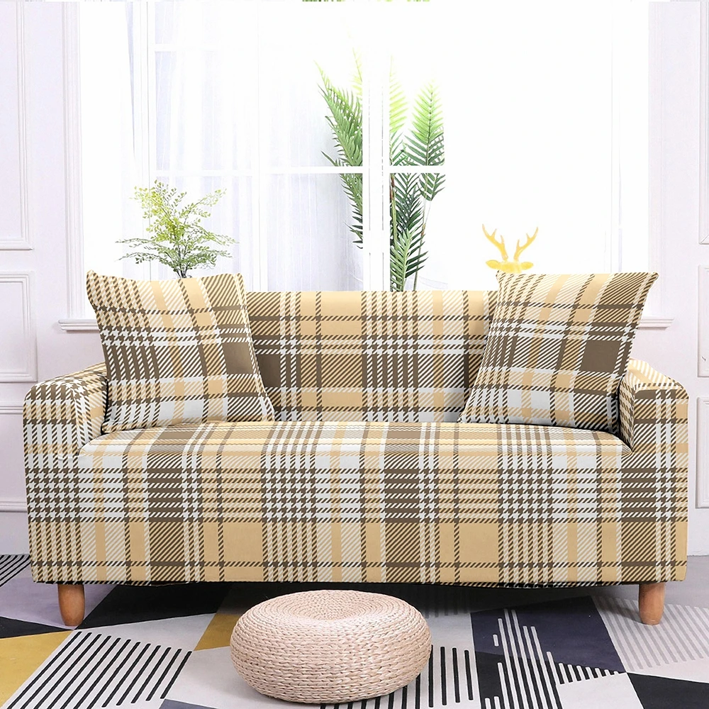 Home Plaid Sofa Cover Elastic Slipcovers Corner Towel Couch Covers for Living Room 1/2/3/4 Seater | Дом и сад