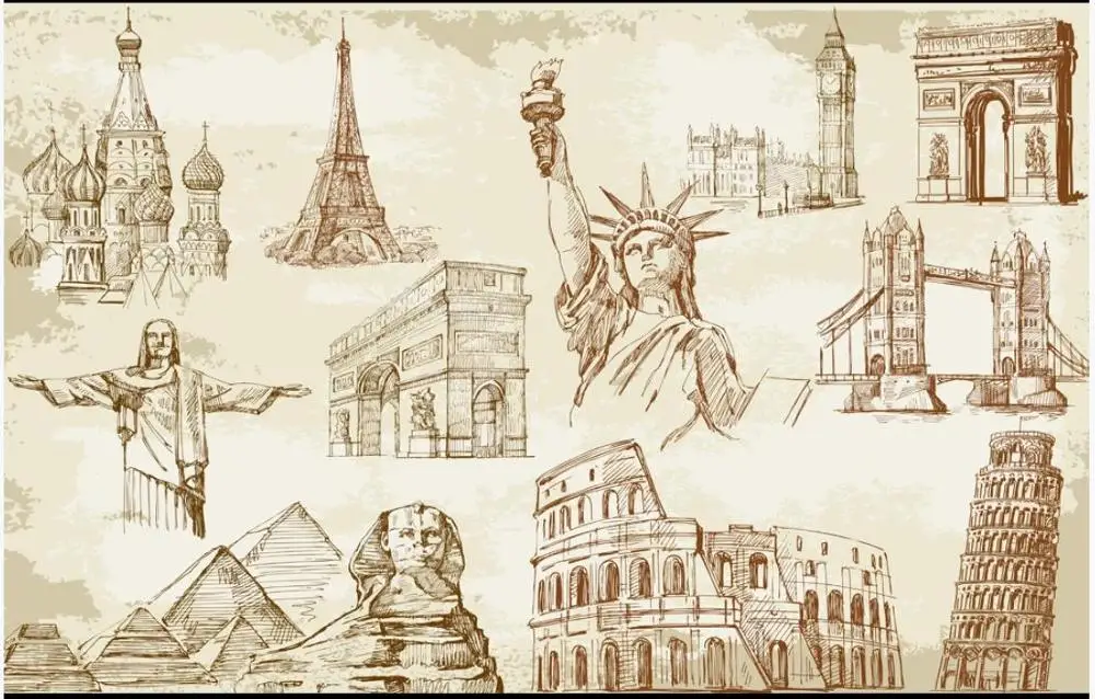 

Custom photo wallpapers 3d murals wallpaper for walls European retro style world famous classical architecture background wall