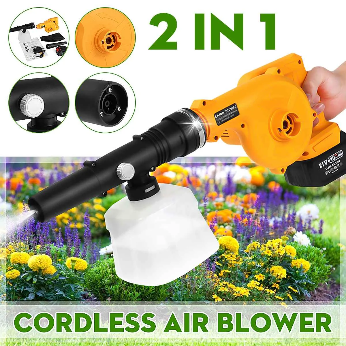 

900W 2 in 1 Function Wireless Blower Sprayer Hand held Electric Battery Cordless String Blower Sweeper Garden Power Tools