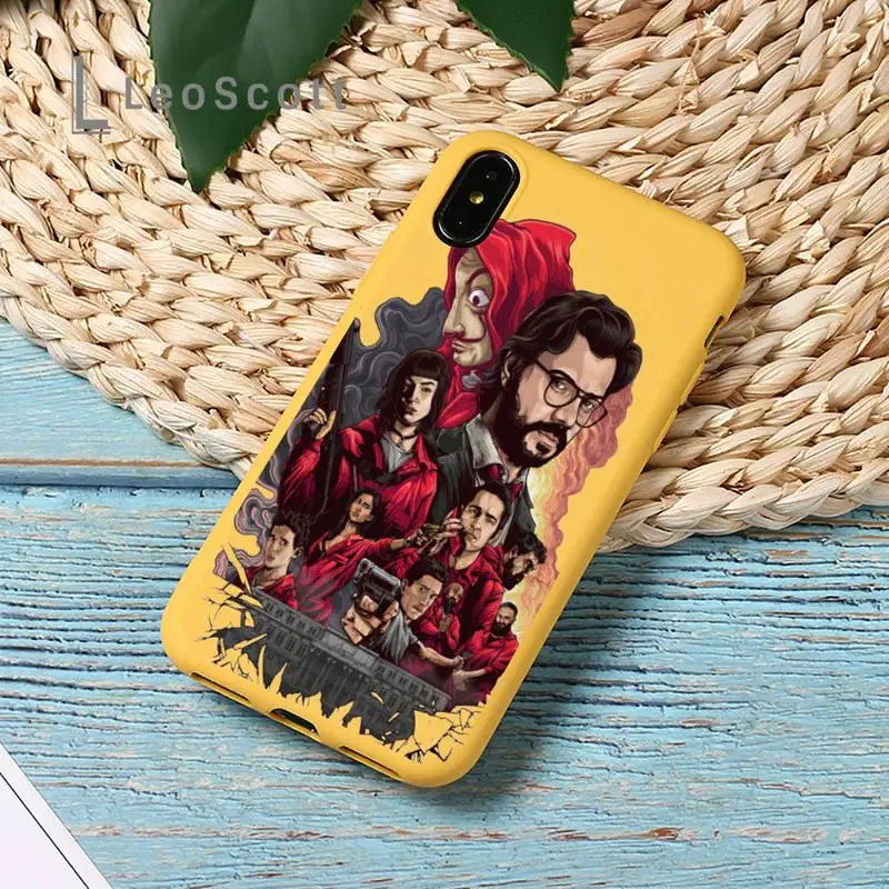 

Spain TV Money Heist House Paper Phone Case Yellow Candy Color for iPhone 11 12 mini pro XS MAX 8 7 6 6S Plus X SE 2020 XR