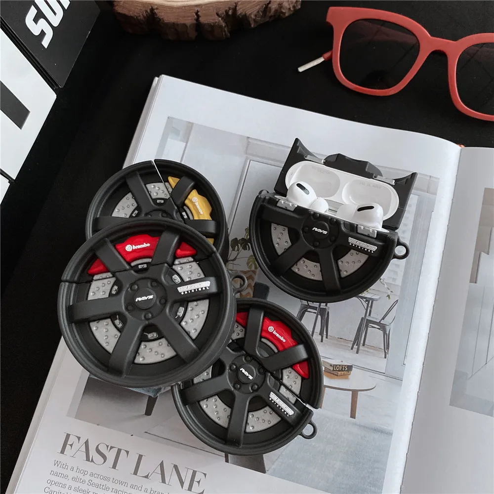 Роскошный чехол для беспроводных наушников Supercar tyre Airpods 1 2 Pro box 3D силиконовый |